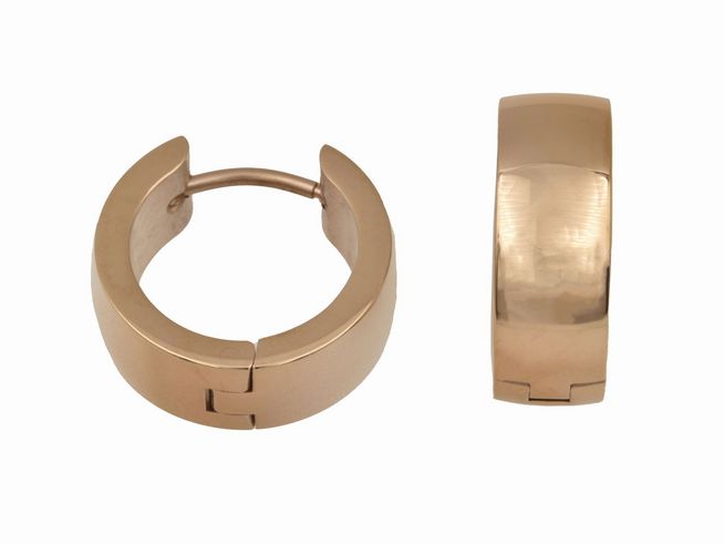 Edelstahl Creolen in 1,6 cm Durchmesser, PVD-Roségold poliert, mit modernem Design und angenehmer Haptik, perfekt für stilvolle Outfits, Hersteller Juwelier Harnisch.