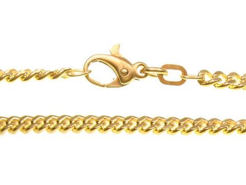 Panzerkette aus 585er Gold, 44 cm lang und 3,5 mm breit, mit Karabinerverschluss, Hersteller Juwelier Harnisch, geeignet bis 45 cm.