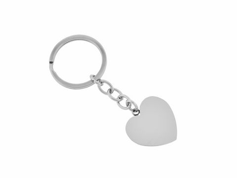 Schlüsselanhänger mit Herz Gravurplatte aus Edelstahl, Größe 8,5 cm, perfekt für personalisierte Gravuren, Hersteller Juwelier Harnisch, ideal als Geschenk oder persönliche Erinnerung.