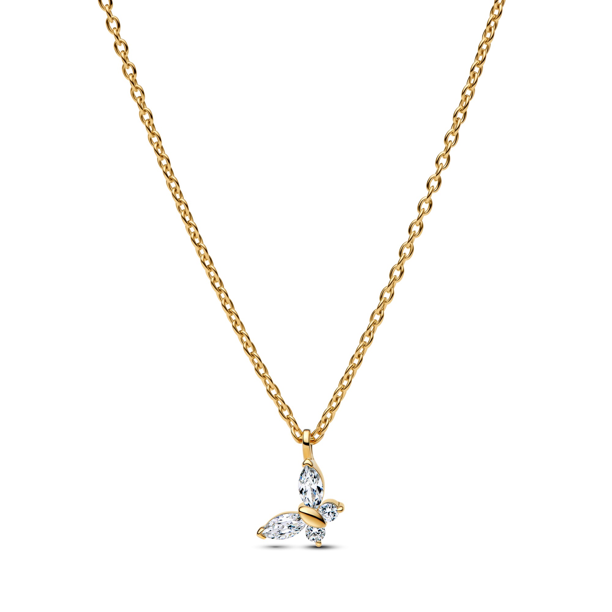 Pandora Schmetterling Anhänger Halskette - Gelbgold Vergoldung - Zirkonia - 45 cm – Ansicht 2