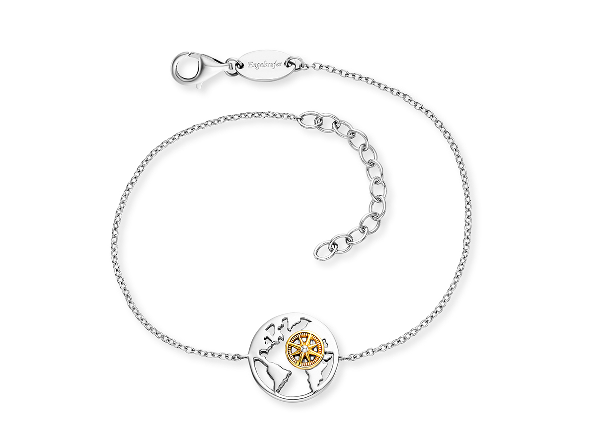 Engelsrufer ERB-ALOHAWORLD-BIG ALOHA Armband Bicolor in Gelbgold Vergoldung auf Silber, 17 cm, mit einem runden Anhänger und filigranem Design. Ideal für modebewusste Frauen.