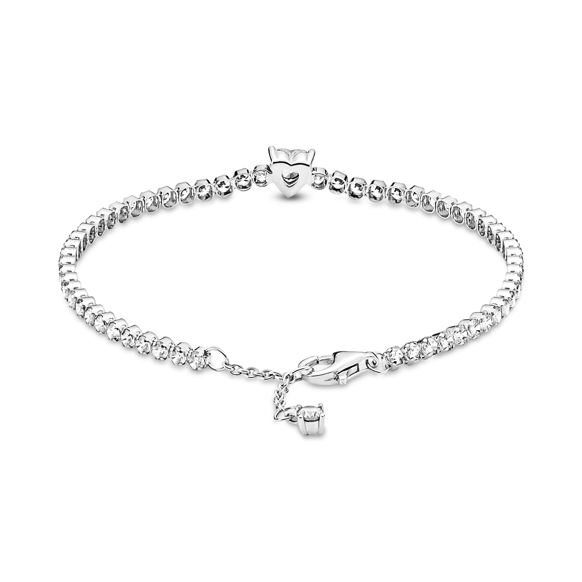 Pandora Armband - Glitzerndes Herz-Tennisarmband - Sterling Silber - Zirkonia - klar – Ansicht 2