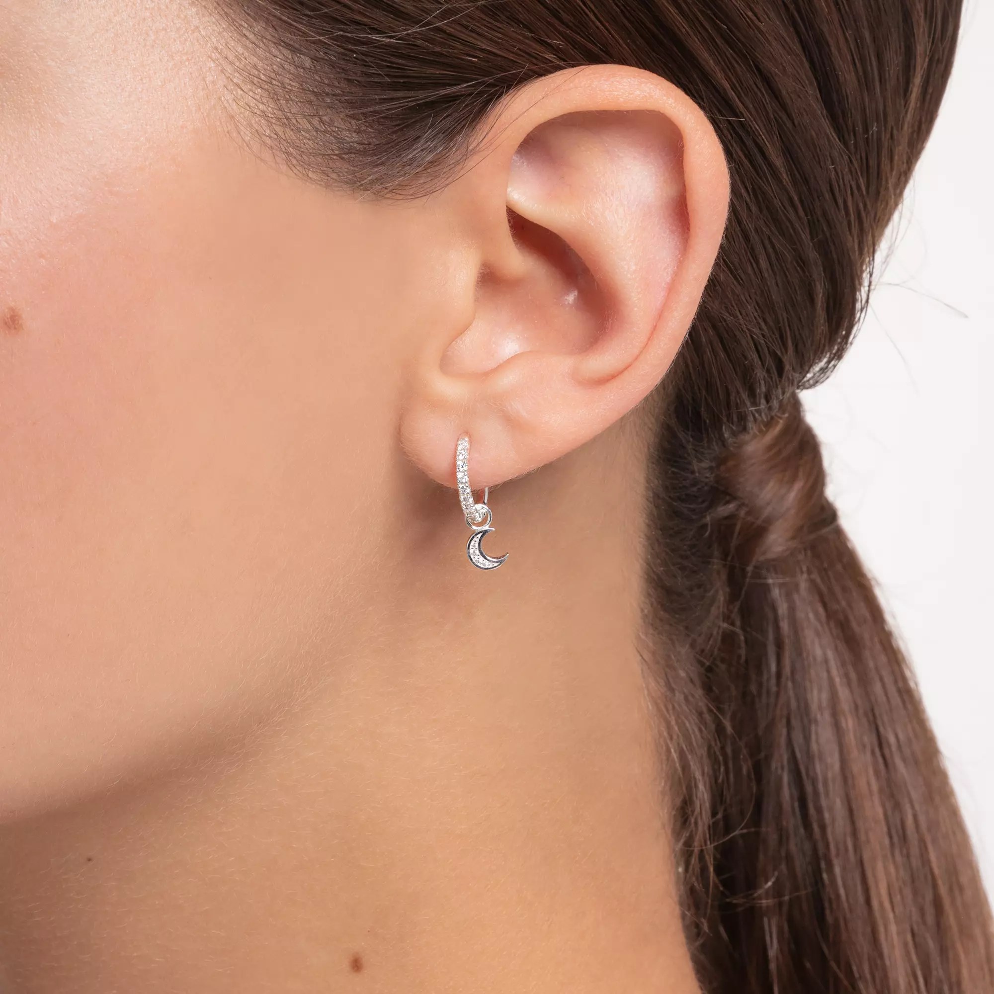 Thomas Sabo Einzel Creole weiße Steine silber – Zirkonia – 11 mm hoch – Ansicht 3