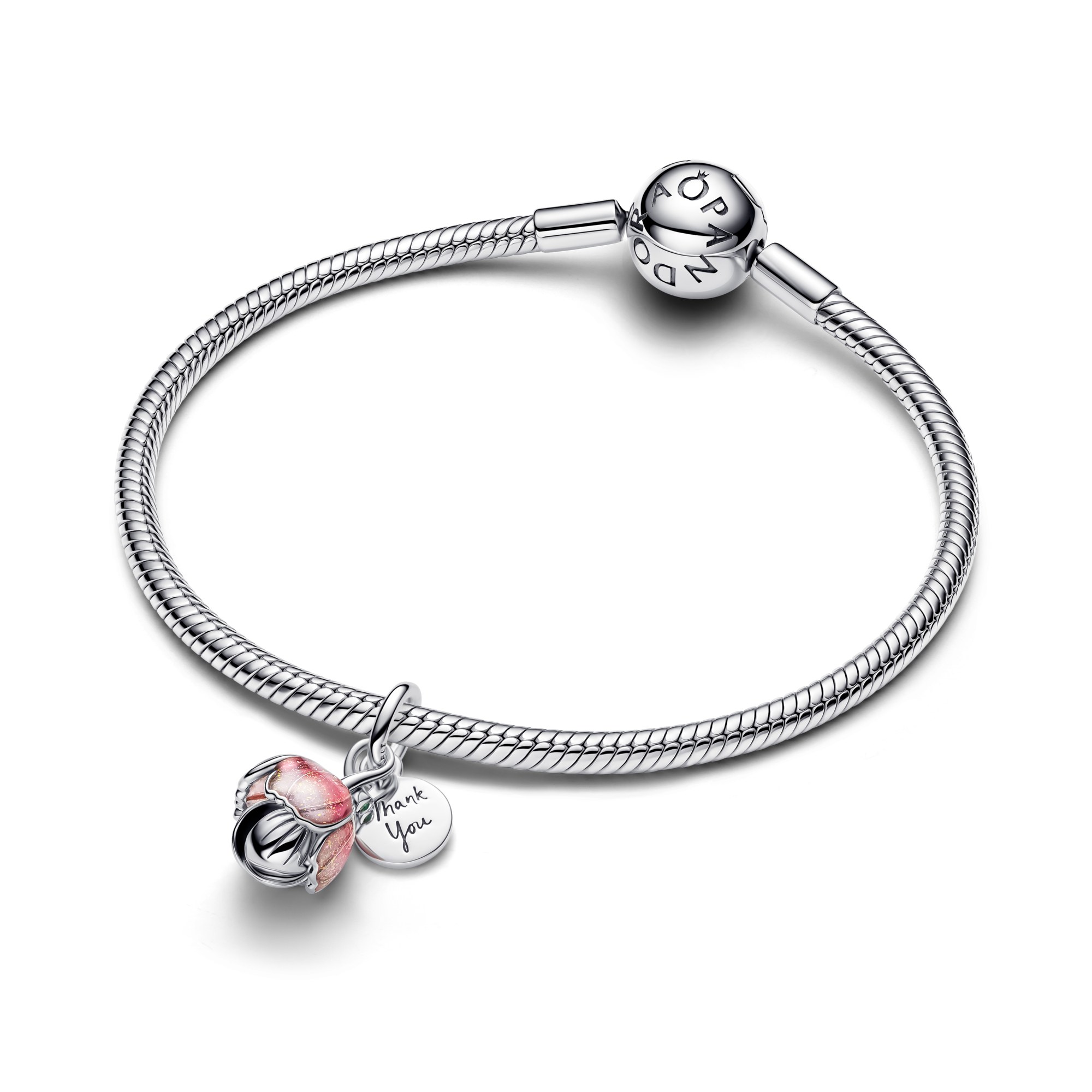 Pandora Bicolor Blühende Blume Charm-Anhänger - Rosa - Glitzer Mix – Ansicht 2