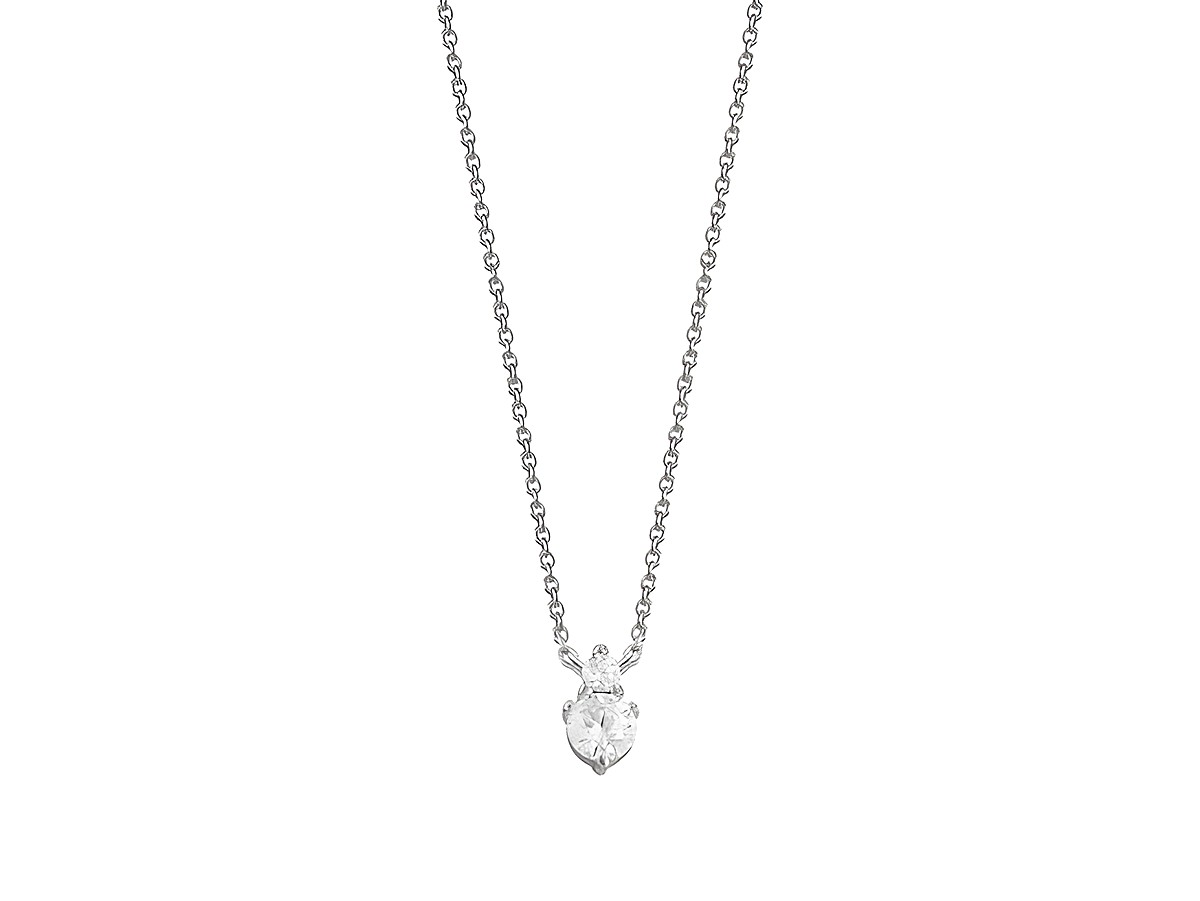 Xenox Sterling Silber Kette XS7347 mit eleganter Karreekette in 40-45 cm, verziert mit einem glänzenden Anhänger in Herzform, perfektes Schmuckstück für besonderen Anlass.
