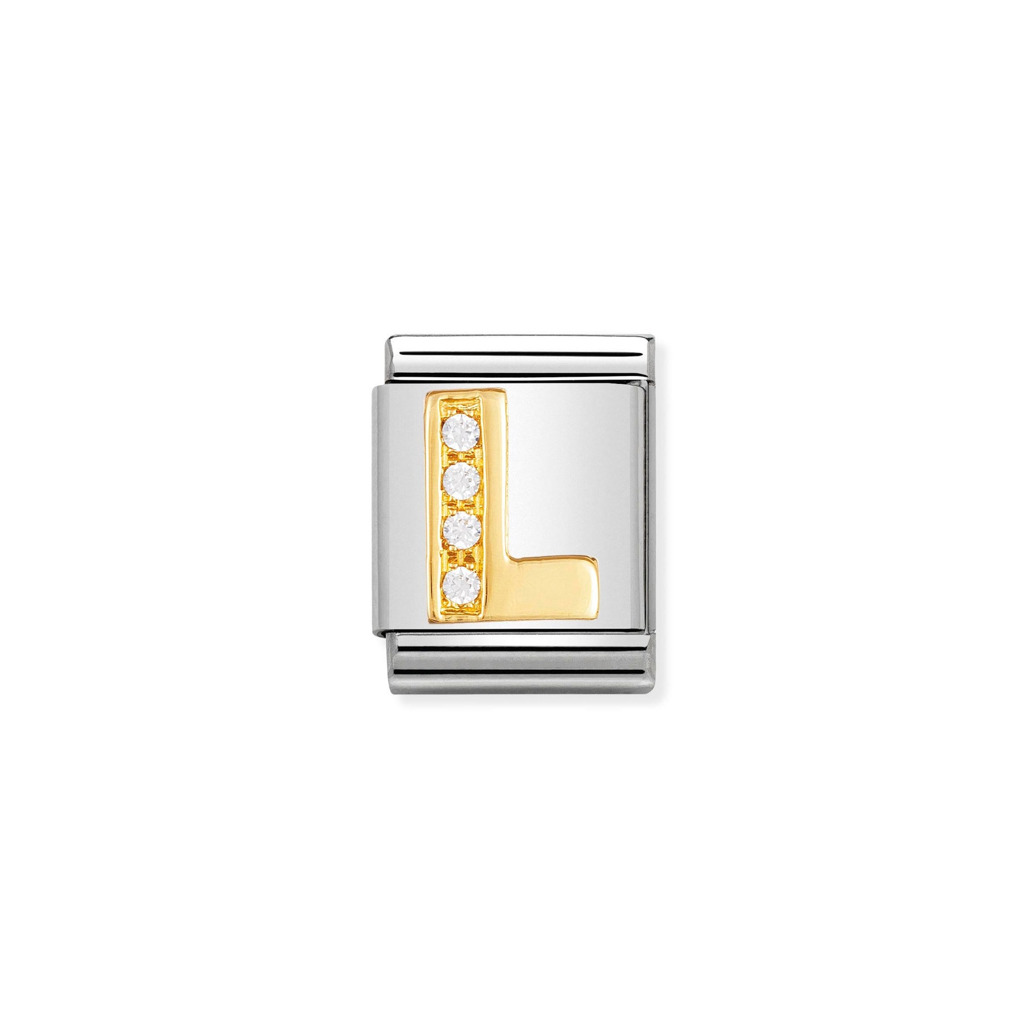 Nomination Composable Big Charm Buchstabe L - Edelstahl, Gold 750 Gelbgold, Zirkonia