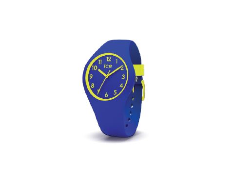 Einfache Kinderuhr ICE ola kids Rocket in Blau und Gelb, mit runder Ziffernblattgestaltung und gut lesbaren Ziffern, ideal für junge Abenteurer, Hersteller: Ice watch.