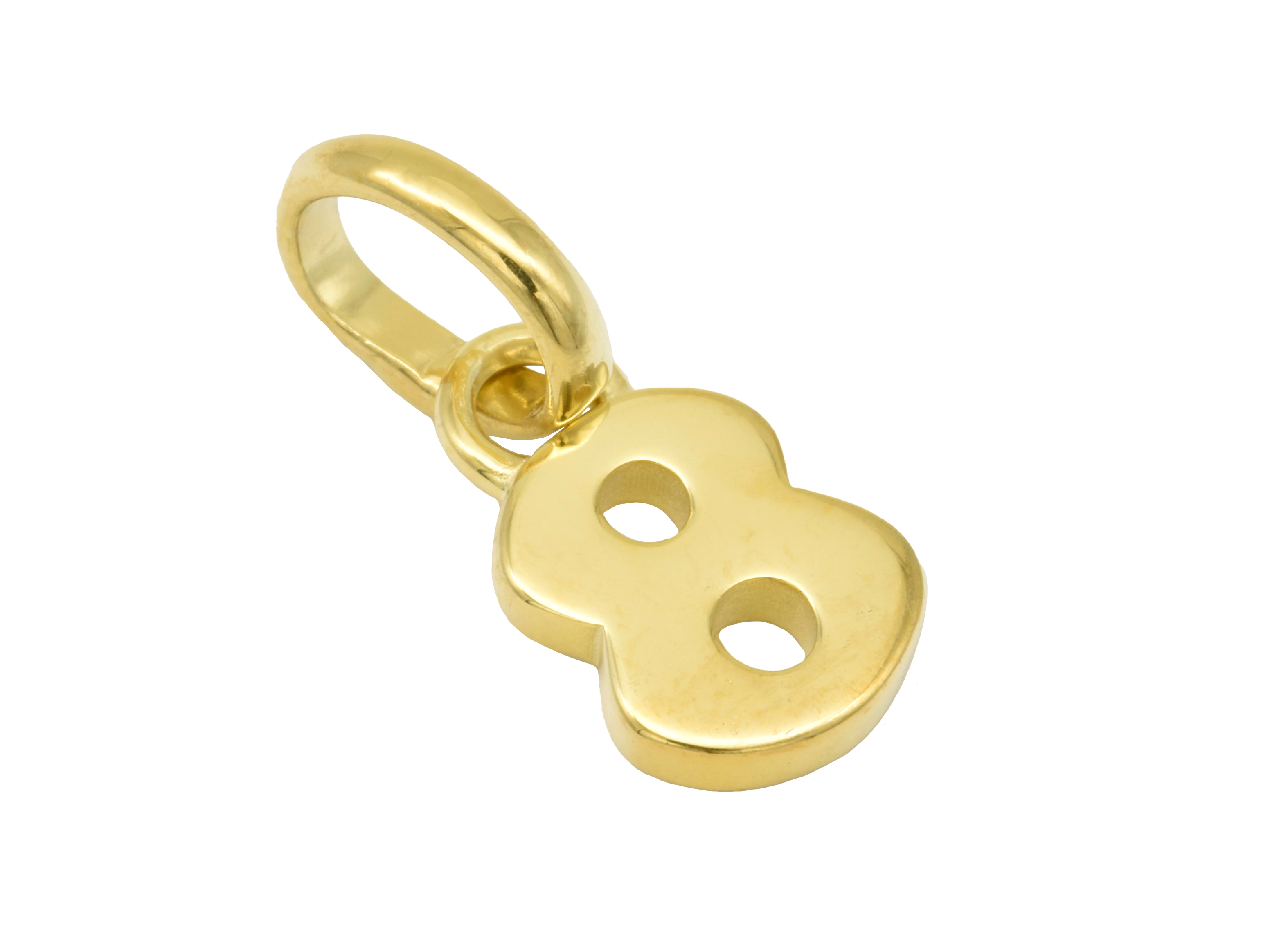 Silber Anhänger Zahl 8 aus Sterling Silber, gelbgold vergoldet und poliert, symbolisiert die Glückszahl, Hersteller Juwelier Harnisch, in ansprechendem Design.