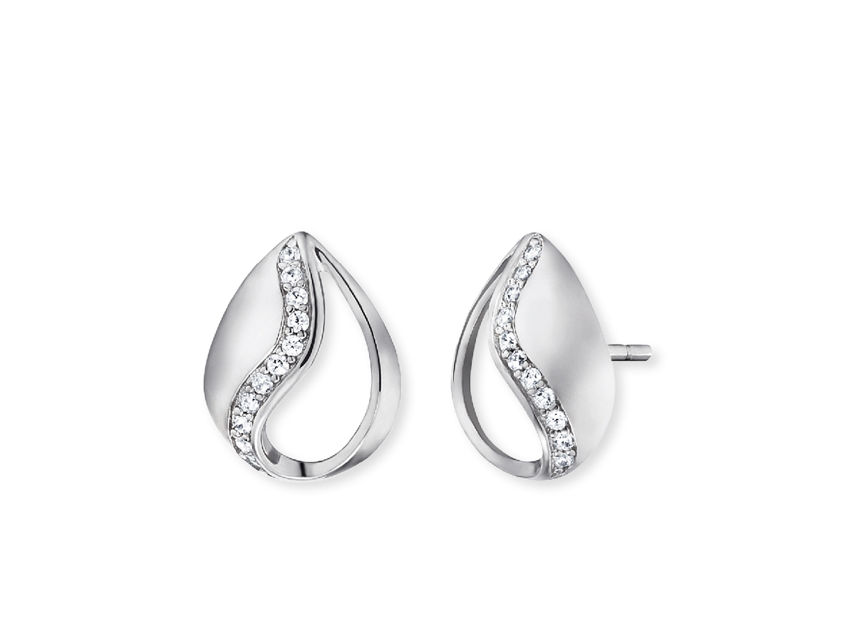 Himmelsträne Ohrstecker von Engelsrufer aus rhodiniertem Silber mit Zirkonia, elegantes Tropfen-design, ideal für besondere Anlässe, strahlend und stilvoll.
