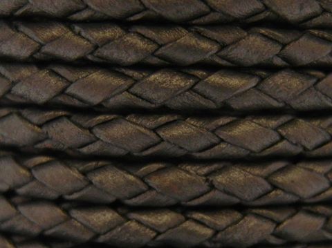 Leder geflochten in silbergrau mit 100 cm Länge und 3 mm Durchmesser, ausgestattet mit einem silbernen Karabiner, Hersteller Juwelier Harnisch.