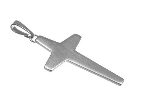 Polierter großer Kreuz-Silber Anhänger in schlichtem Design, Maße 40 x 22 mm, hergestellt von Juwelier Harnisch, ideal als Schmuckstück für jeden Anlass.