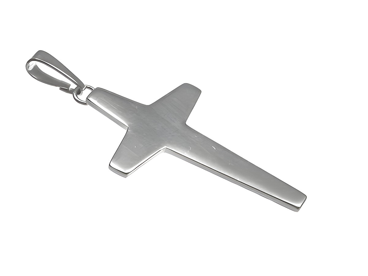 Polierter großer Kreuz-Silber Anhänger in schlichtem Design, Maße 40 x 22 mm, hergestellt von Juwelier Harnisch, ideal als Schmuckstück für jeden Anlass.