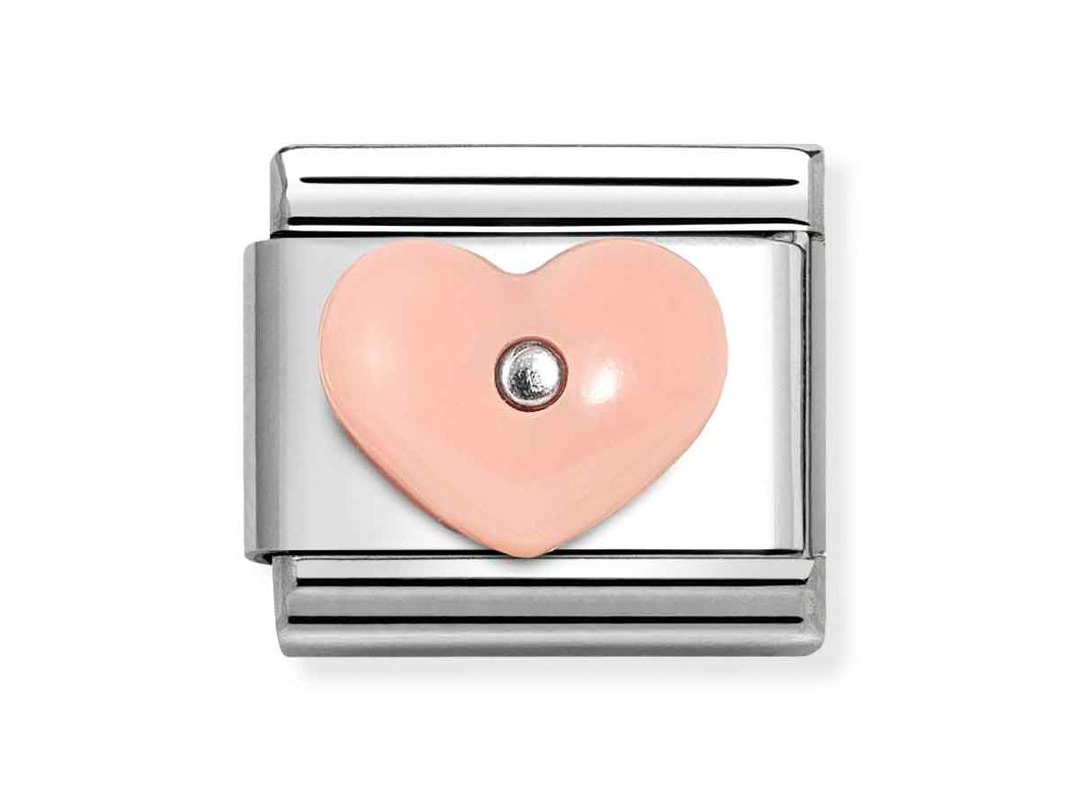 Nomination Sterling Silber 330509 18 - Herz - Harz + Rosa Element - Classic Silber Herz aus rosa Harz mit silberner Herzmitte auf einem silbernen Element, geeignet für das Nomination Armbandsystem, Neuheit von Nomination Sterling Silber 330509 18.
