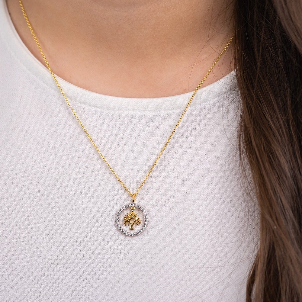 Engelsrufer LILTREE Kette Lebensbaum Bicolor mit Zirkonia - Silber rhodiniert & Gold plated 42 cm – Ansicht 3