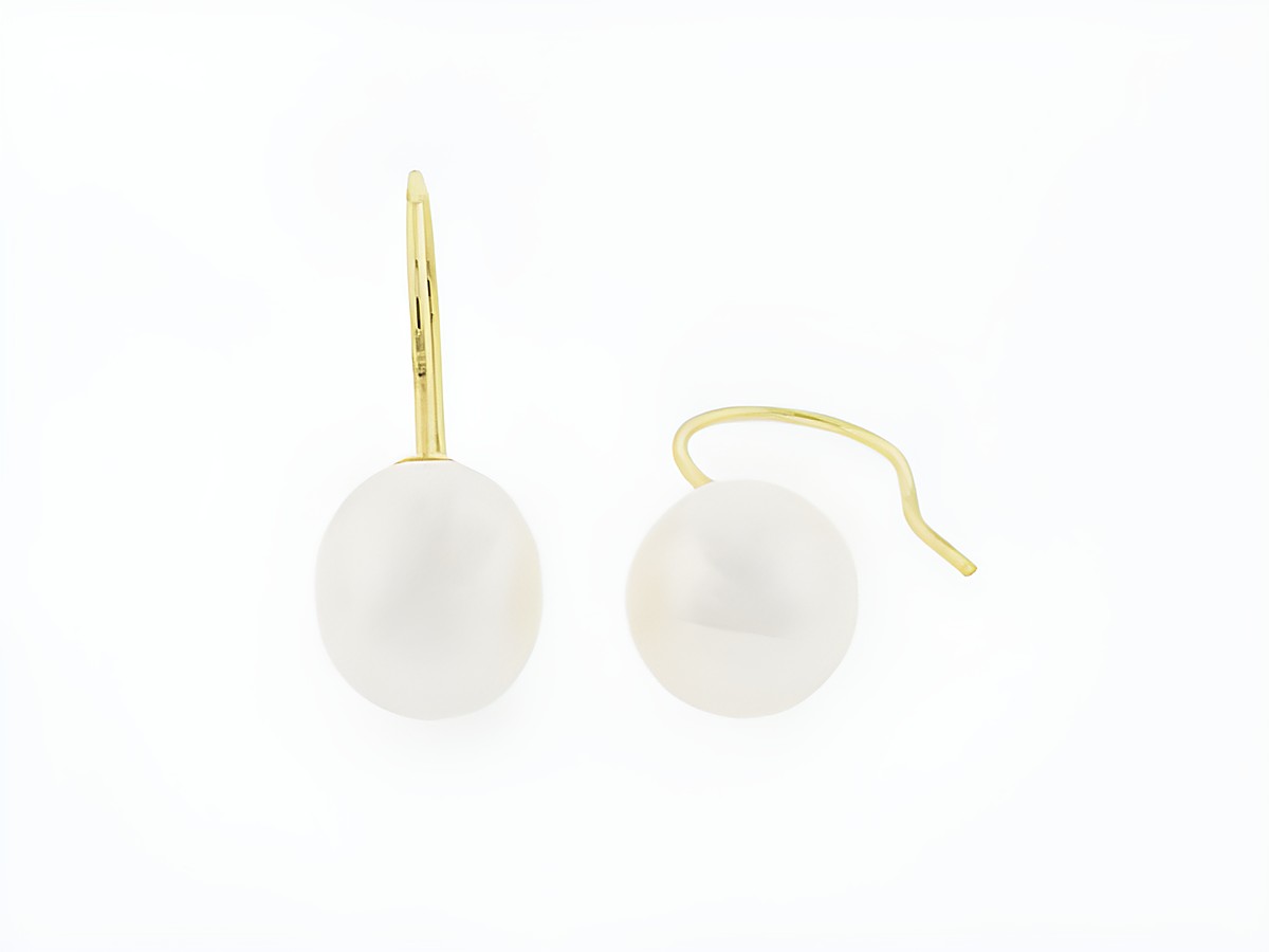Gold Perlen Ohrringe aus 333 Gold mit Tropfenform und Süßwasser Zuchtperlen, vom Hersteller Juwelier Harnisch, elegant und zeitlos für jeden Anlass.