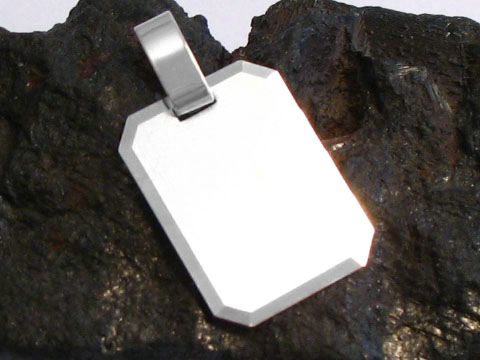 Sterling Silber Gravurplatte Rechteckig von Juwelier Harnisch, schlichtes Design mit polierter Oberfläche, ideal für persönliche Gravuren, dekorativ und elegant.