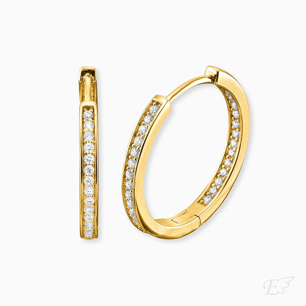 Engelsrufer BASIC Creole Lisa - mit Zirkonia Gelbgold vergoldet auf Silber 24 mm – Ansicht 2