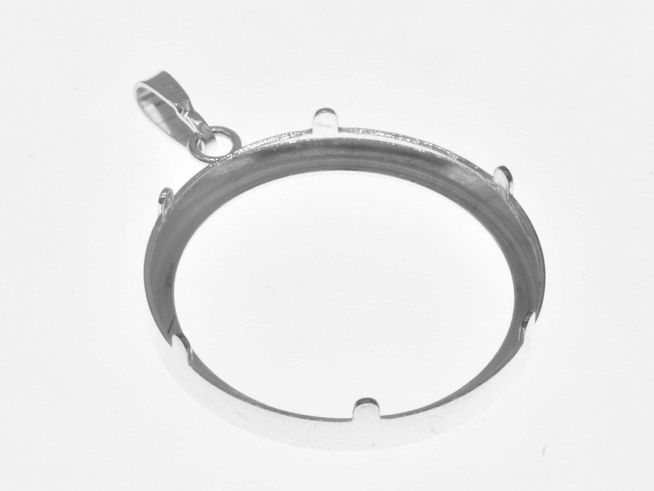Münzfassung Anhänger aus 925 Sterling Silber, schlicht und rund, Durchmesser bis 24 mm, geeignet für Münzen bis 2,5 cm, hergestellt von Juwelier Harnisch.