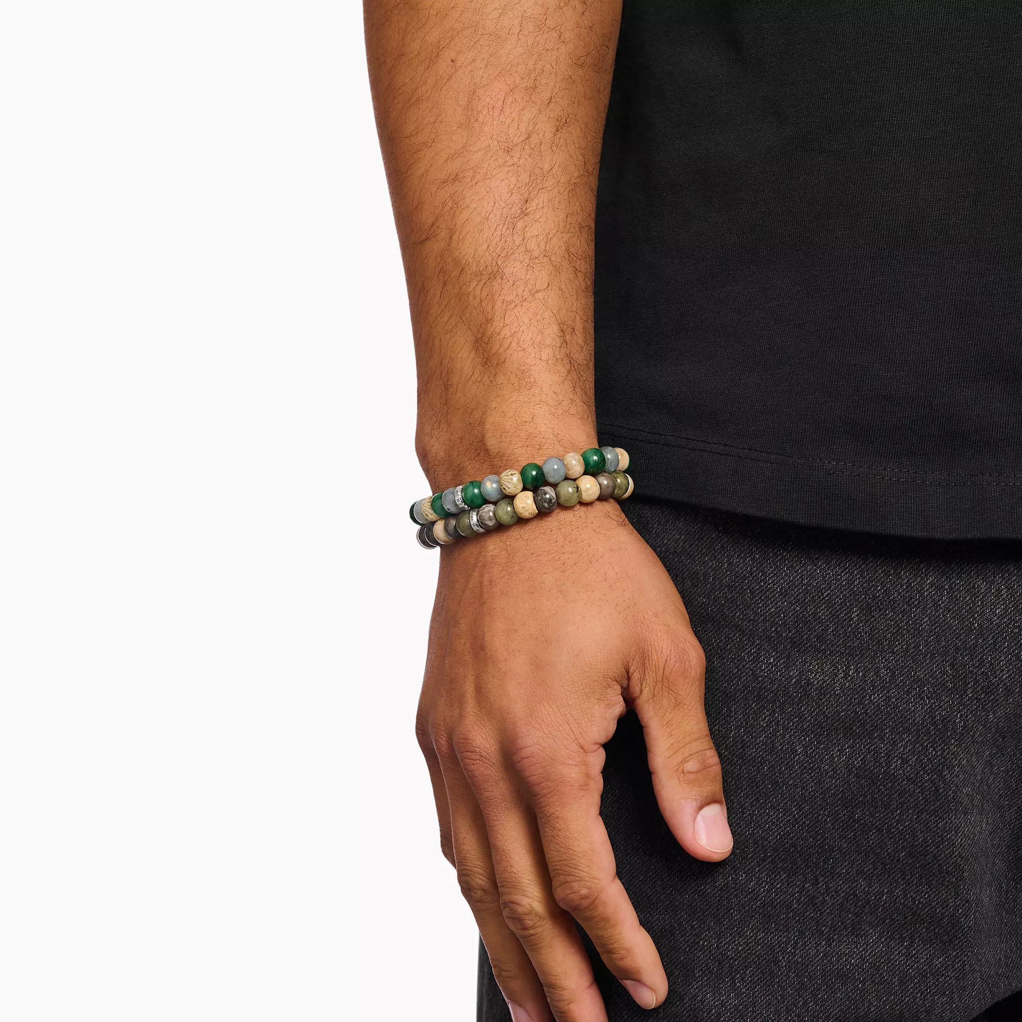 Thomas Sabo Armband Labradorit und Crocodile Jasper 9 mm – BUNT – 17 cm – Ansicht 3