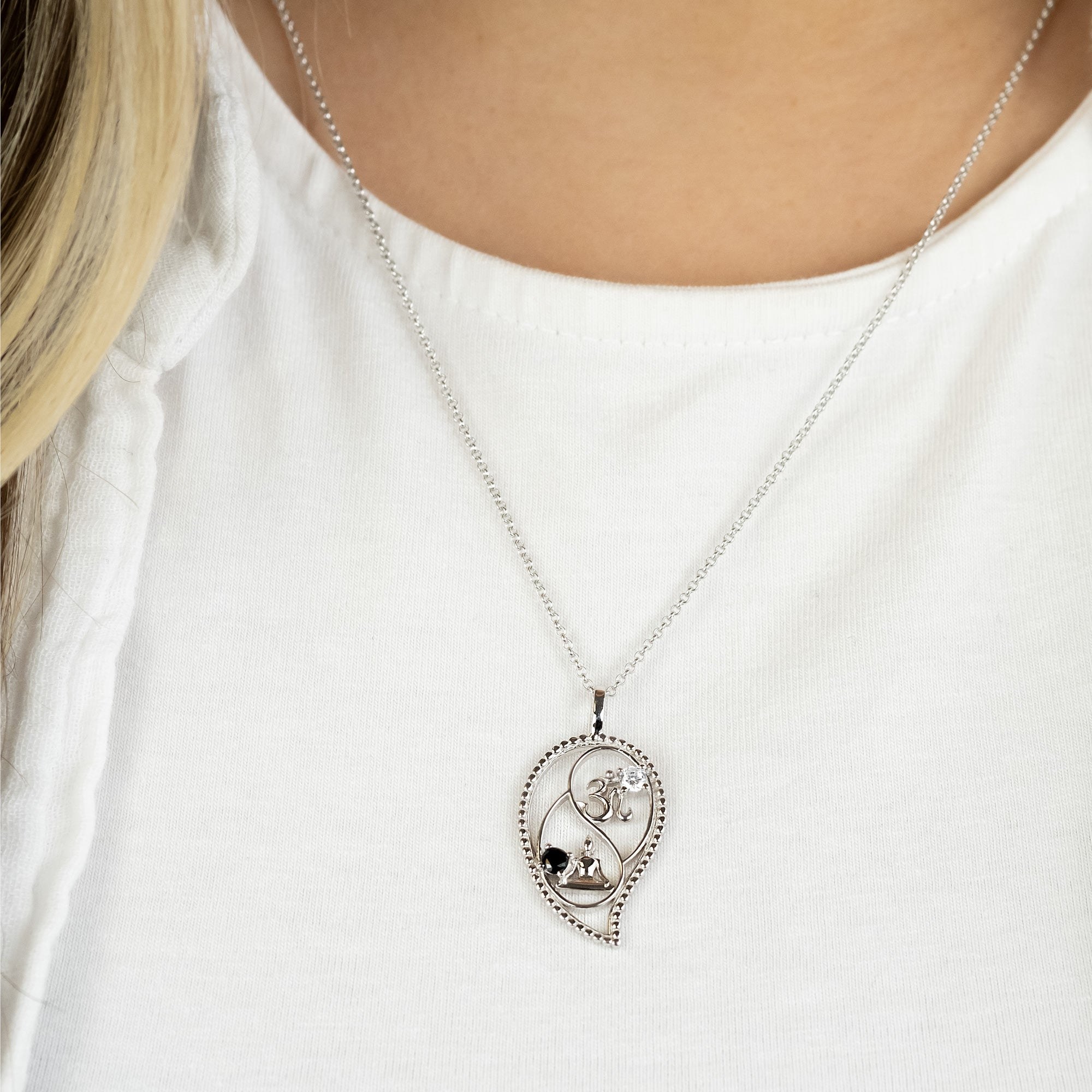 Engelsrufer ERN-YIYADROP-ZI Kette Tropfen Silber mit Zirkonia Yin Yang Symbol - 42 + 4 + 4 cm – Ansicht 3