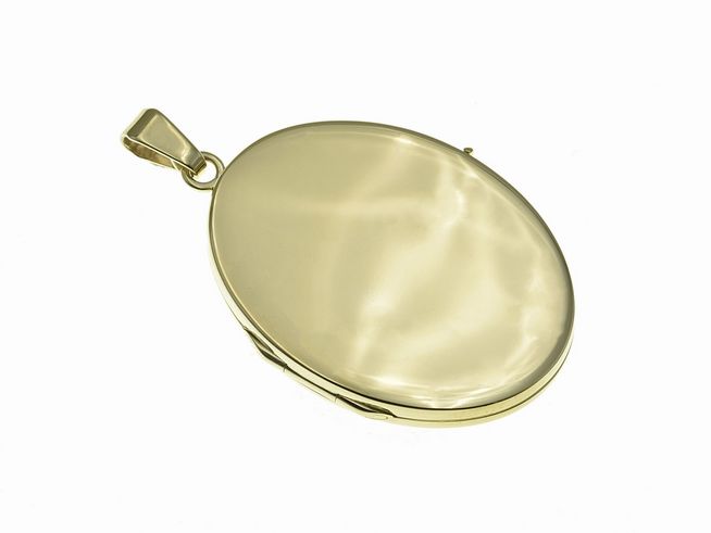 Gold Medaillon in schlichter Eleganz, 35,5 mm, aus Gold 333, poliert und mattiert, ovaler Form, Hersteller Juwelier Harnisch. Ideal als stilvolles Schmuckstück.