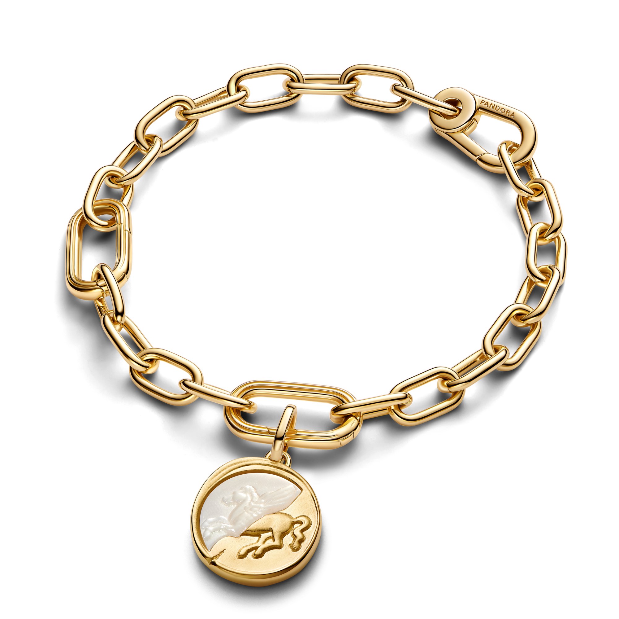 Pandora Me - Pegasus Medaillon-Charm Anhänger - Gelbgold Vergoldung - Perlmutt - EX ANIMO – Ansicht 2