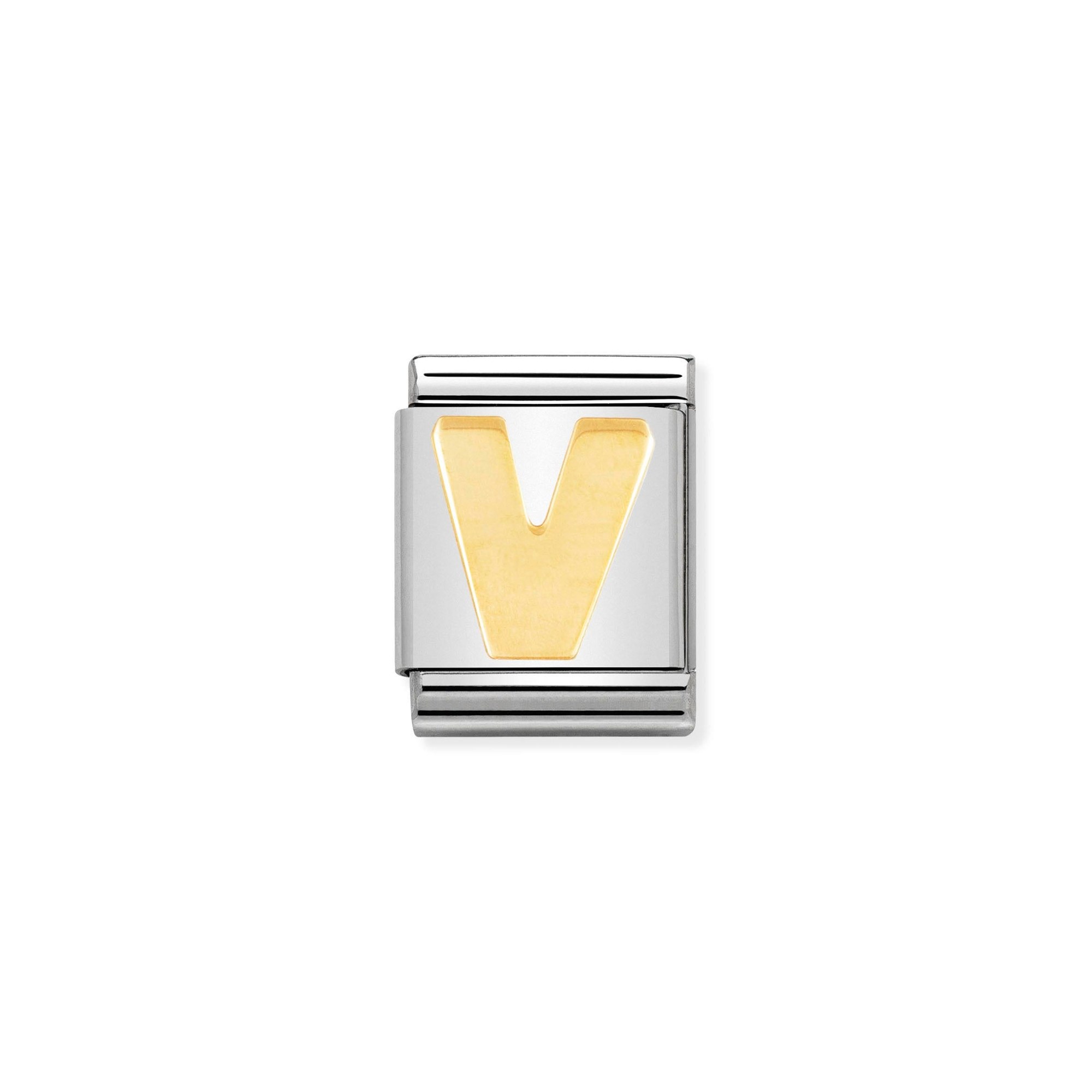Nomination Composable Big Charm Buchstabe V - Edelstahl, Gold 750 Gelbgold