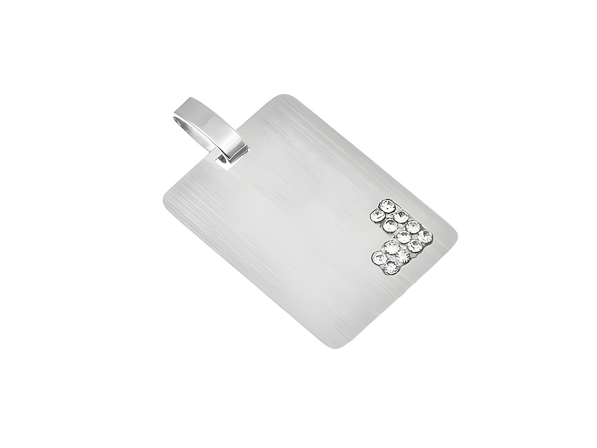 Silber Anhänger Gravurplatte mit Zirkonia 23x17mm, schlichtes Design, hergestellt von Juwelier Harnisch, ideal für persönliche Gravuren und eleganten Schmuck.