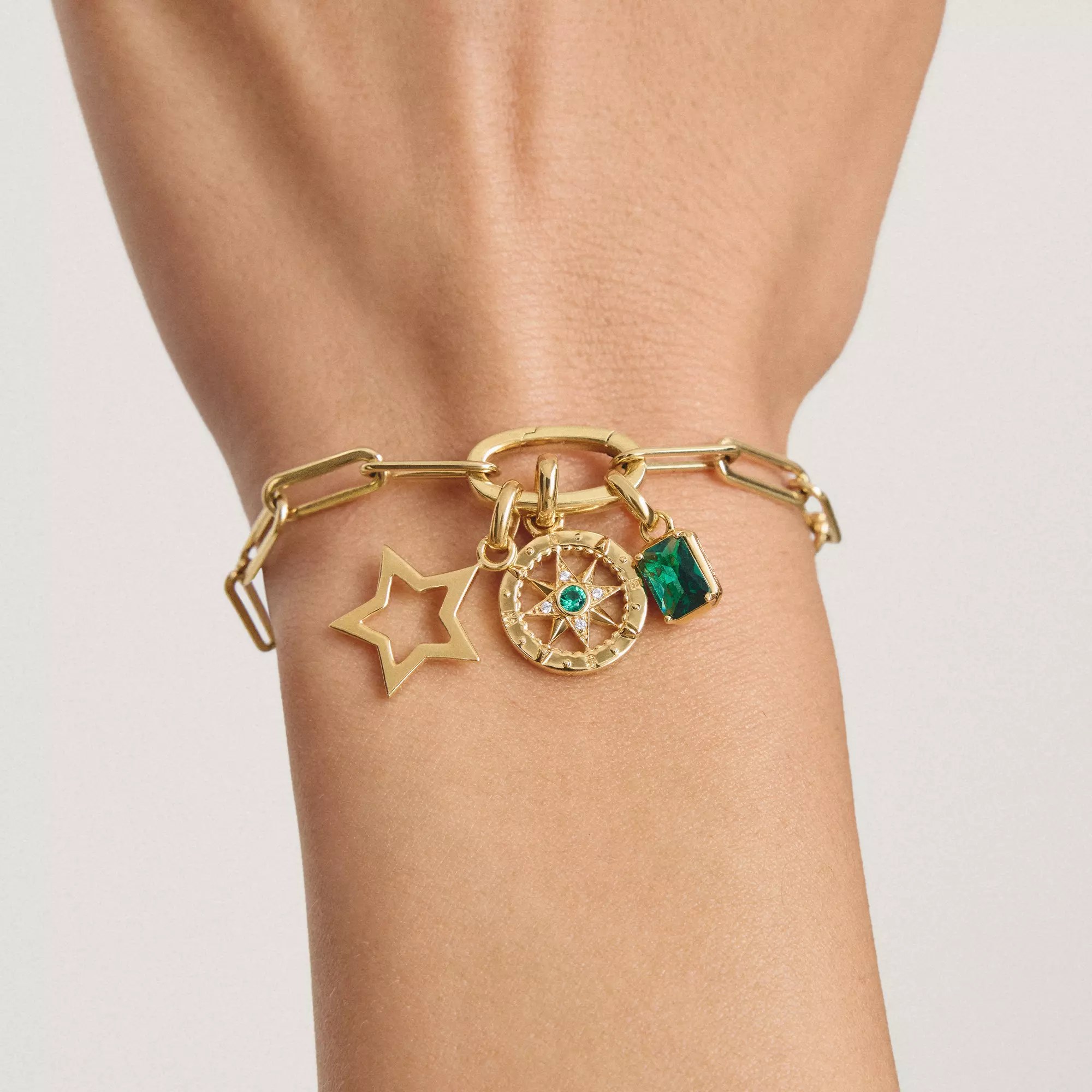 Thomas Sabo Connect - Charm Kompass - 18k Gelbgold Vergoldung - Zirkonia - Nanokristall - Charm mit Öse – Ansicht 4