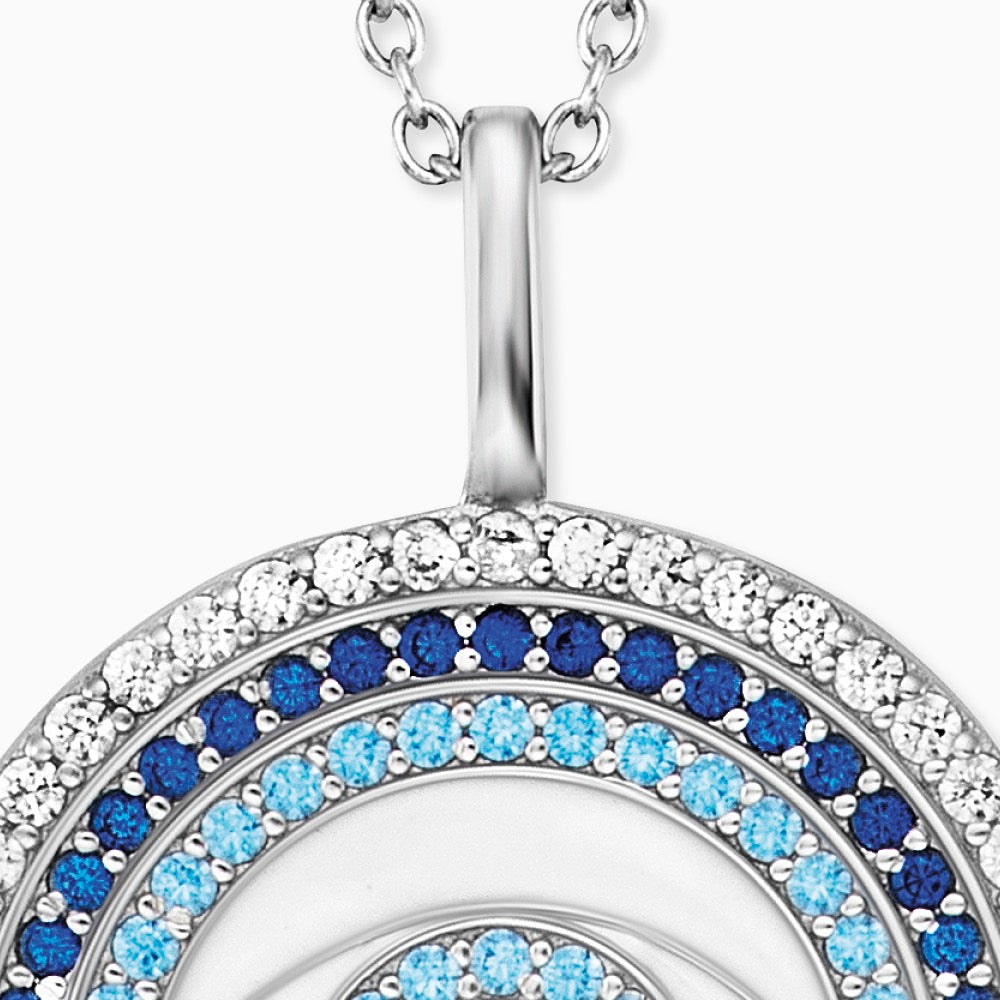 Engelsrufer EYE Kette Lucky mit Emaille & Zirkonia Multicolor - Silber rhodiniert Blau 21 mm 45cm – Ansicht 3