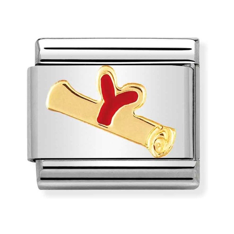 Nomination Composable Classic Charm Diplom - Edelstahl, Gold 750 Gelbgold, Emaille