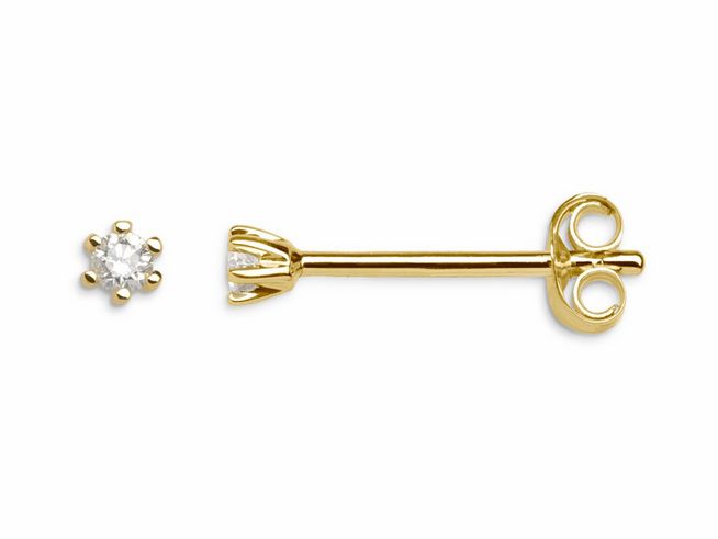 Echtgold Ohrringe in Gelbgold 375, Modell Xenox Gold XG4001G, mit einem funkelnden Zirkonia Stein, elegant und zeitlos, perfekt für jeden Anlass.