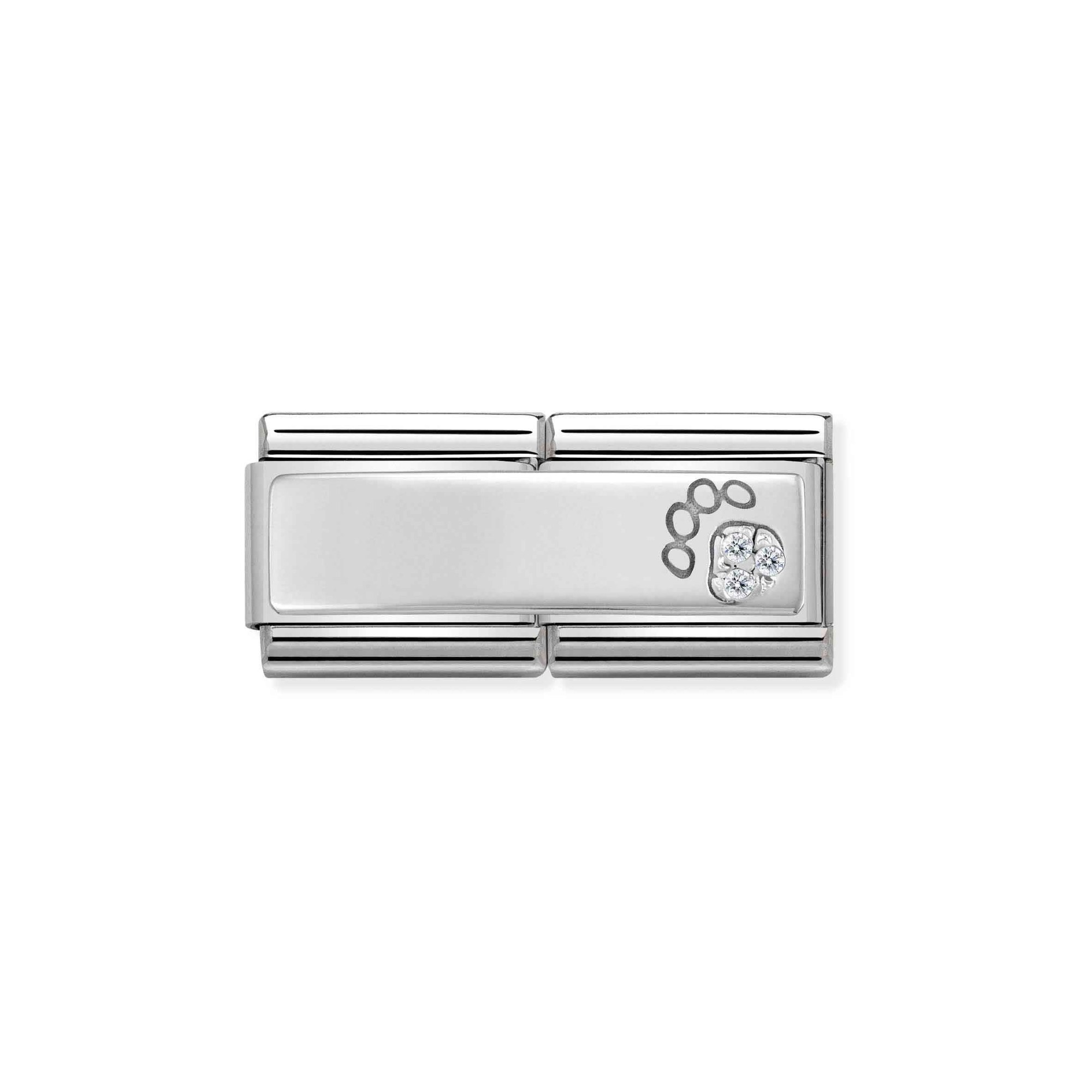 Nomination Composable Classic Double Charm Pfotenabdruck - Edelstahl, Sterling Silber, Zirkonia