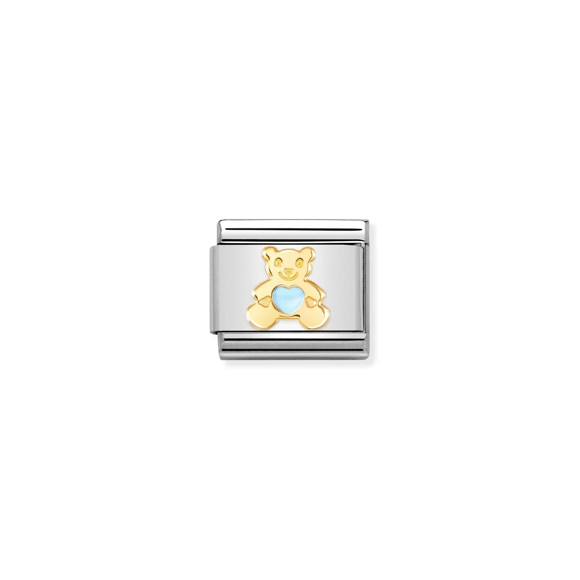 Nomination Composable Classic Charm Bär hellblau - Edelstahl, Gold 750, Emaille