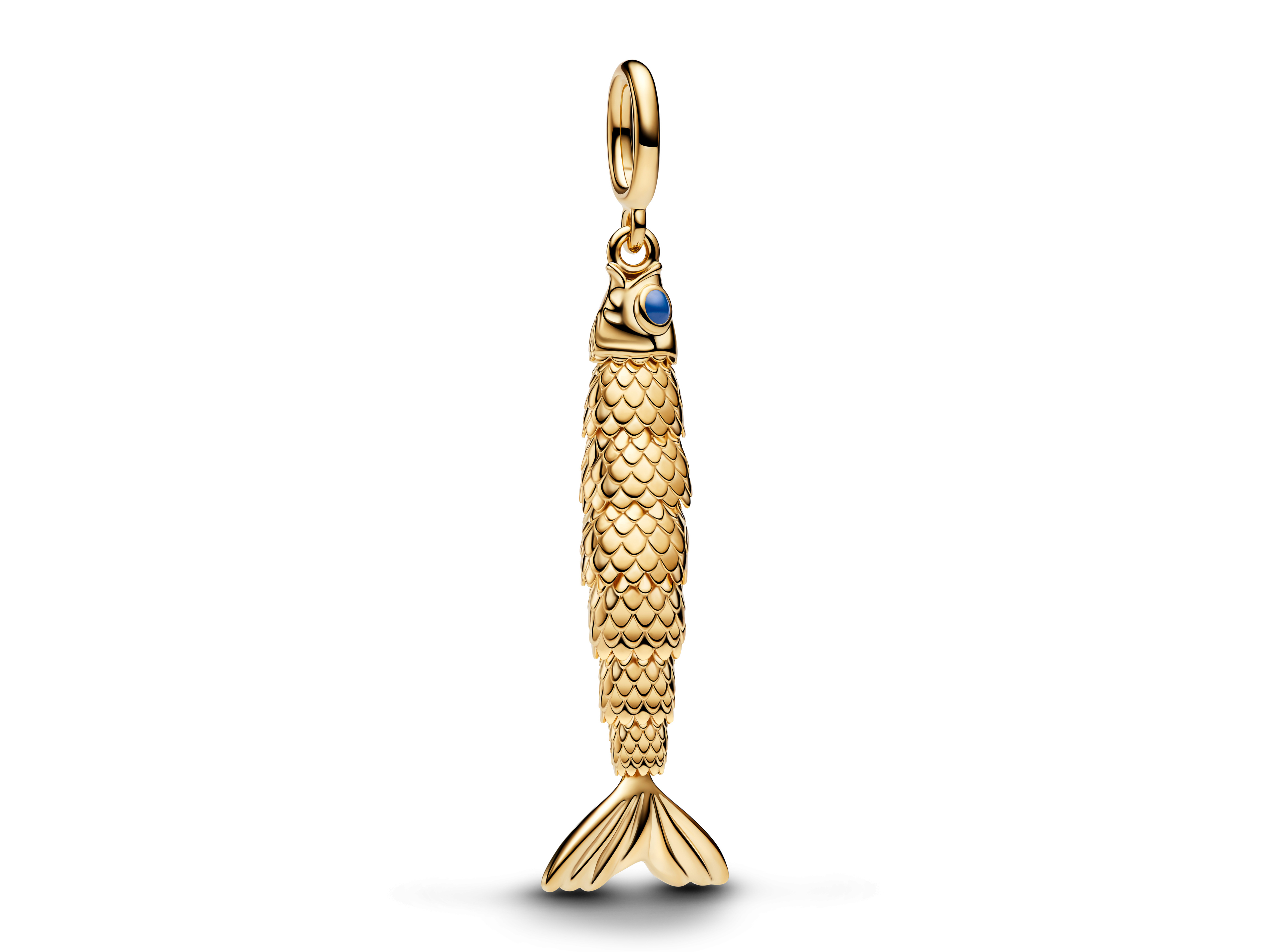 Pandora 764686C01 - Beweglicher Fisch-Dangle-Charm - Blau - Gelbgold Vergoldung