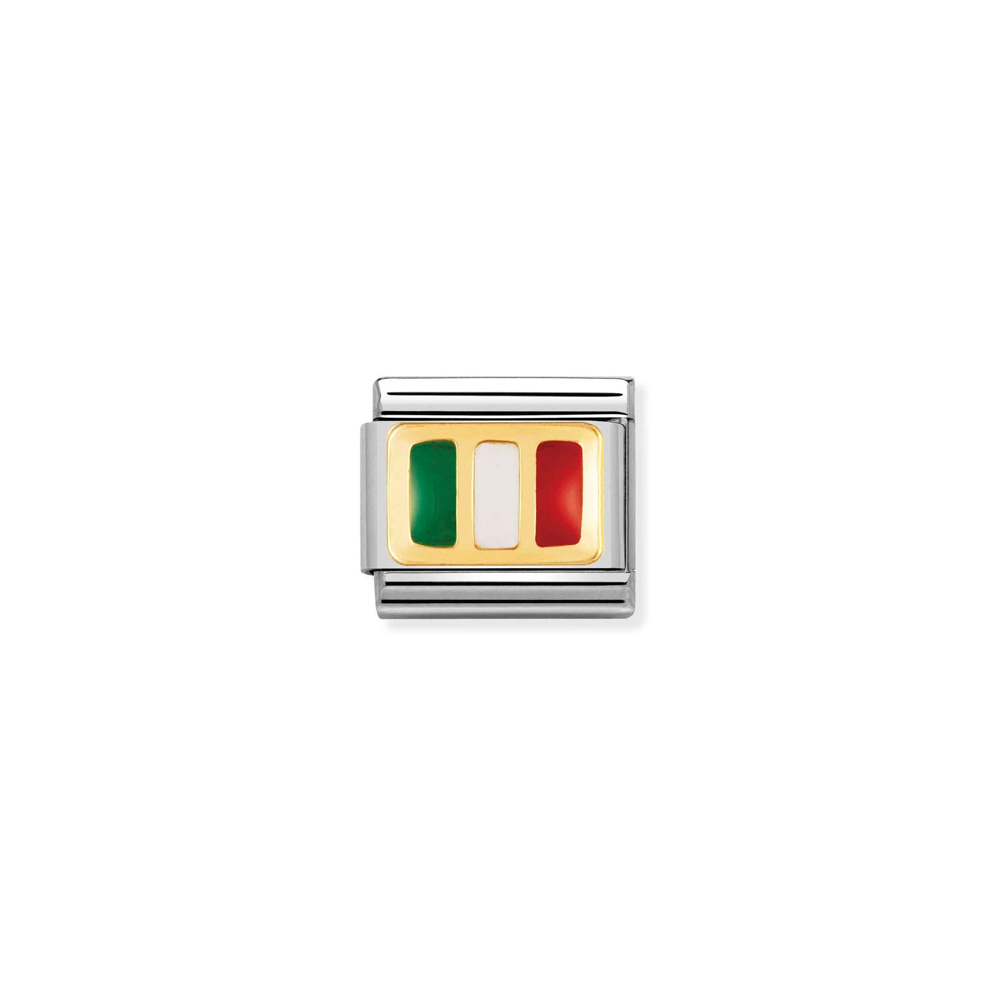 Nomination Composable Classic Charm Flagge Italien - Edelstahl, Gold 750 Gelbgold, Emaille