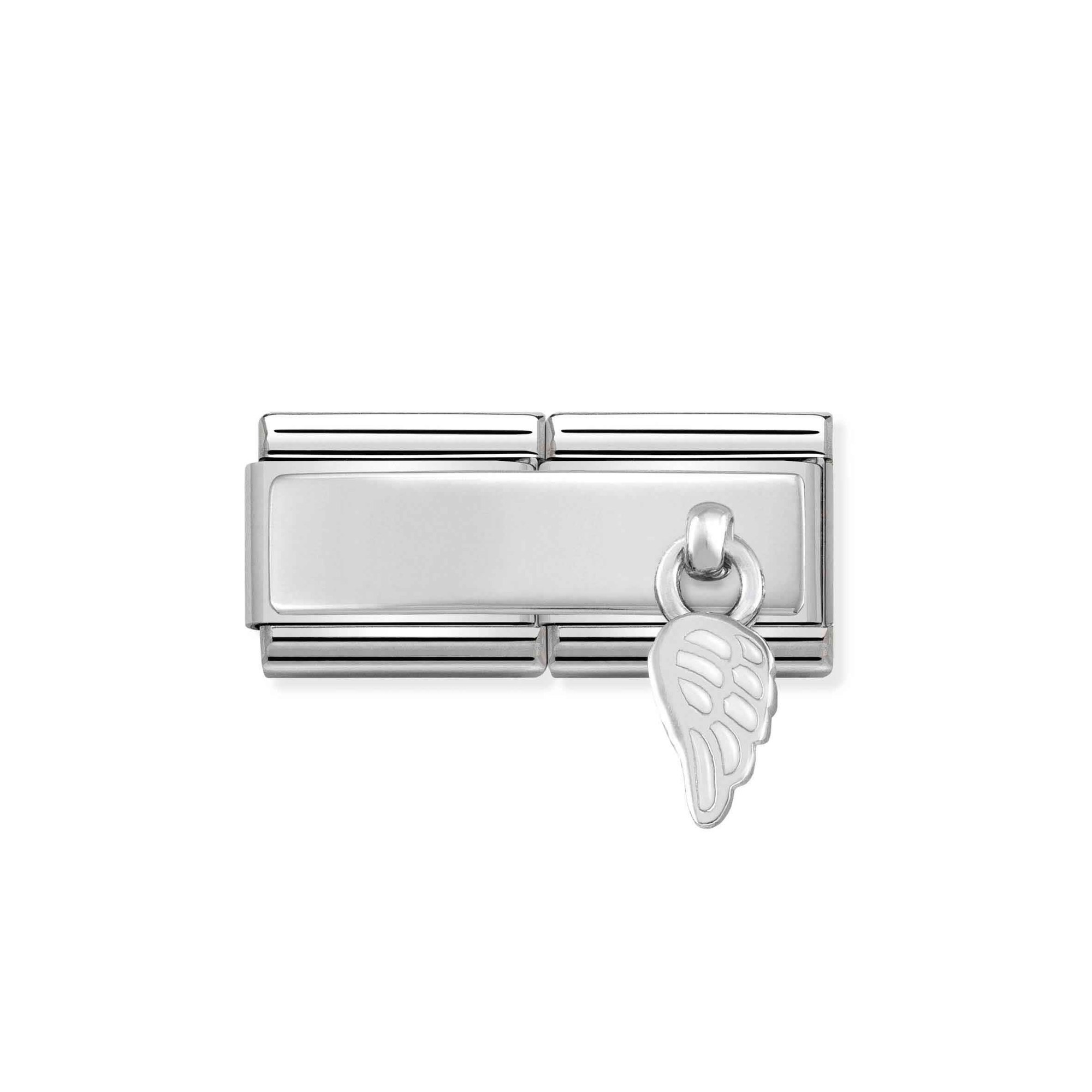 Nomination Composable Classic Charm Engelsflügel weiß - Edelstahl, Sterling Silber, Emaille