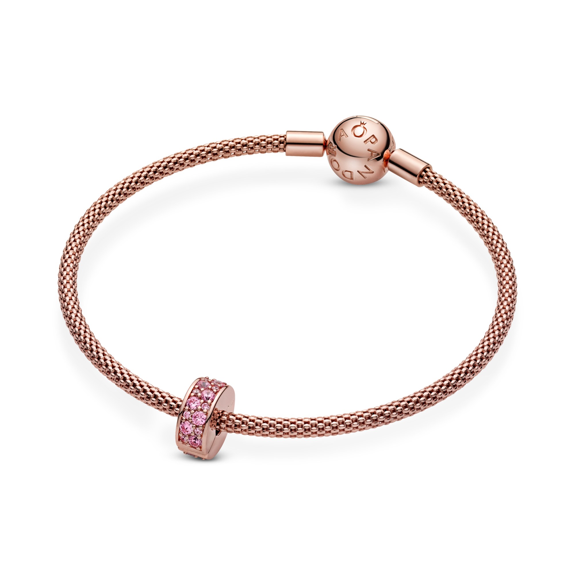 PANDORA Rosafarbener Pavé-Glanz - Clip Charm - PANDORA Rose – Ansicht 5