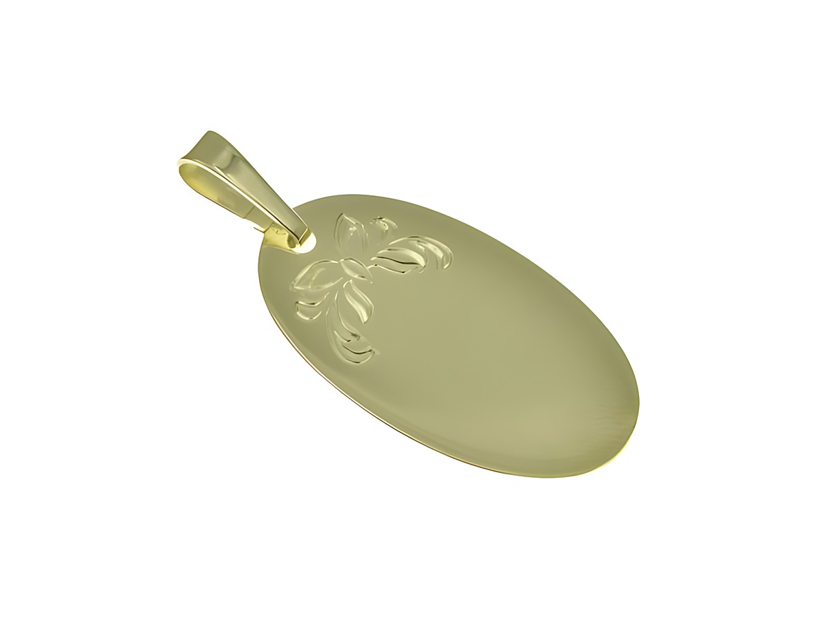 Gravurplatte mit Blume aus Gold 333, Maße 29 x 16 mm, geschmackvoll polierte Oberfläche, hergestellt von Juwelier Harnisch, ideal für individuelle Gravuren.