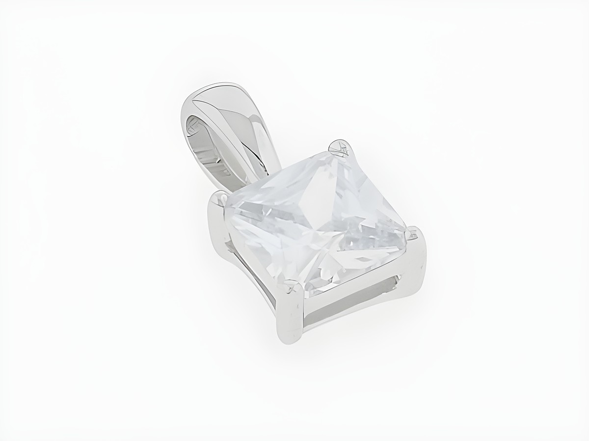 Silber Anhänger in quadratischer Form, modisch gestaltet mit klarem Zirkonia. Hersteller: Juwelier Harnisch. Ideal für elegante Schmuckstücke.