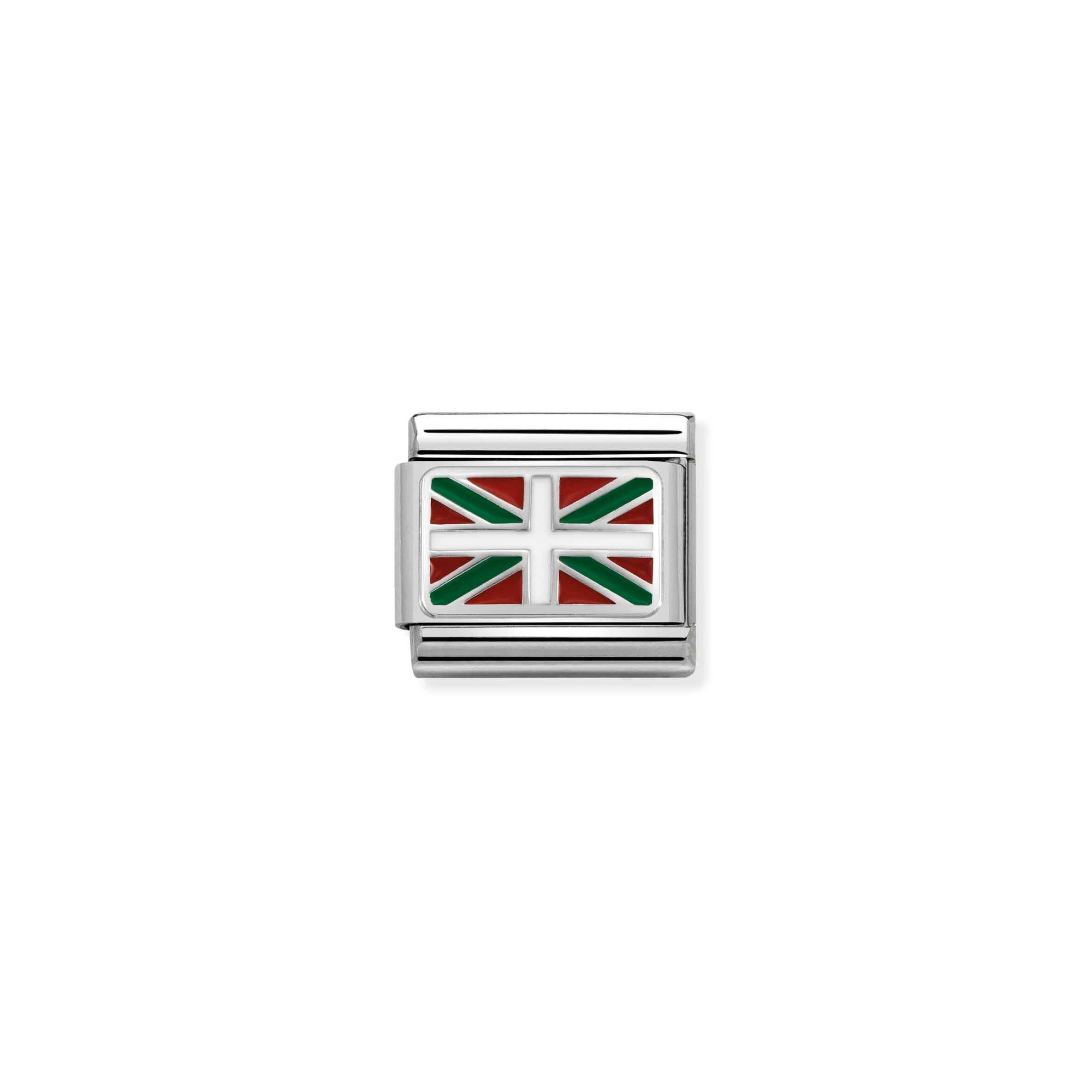 Nomination Composable Classic Charm Flagge Baskenland - Edelstahl, Sterling Silber, Emaille