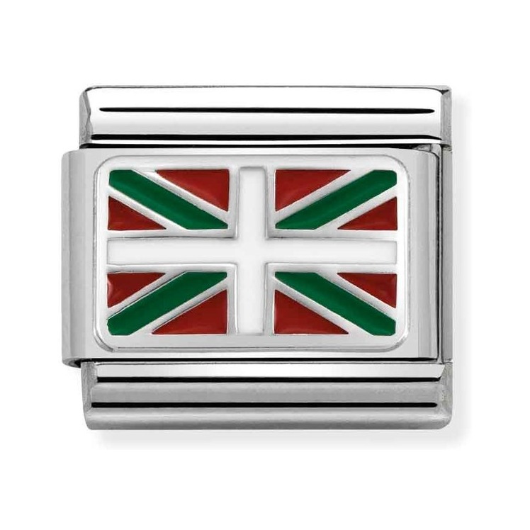 Nomination Composable Classic Charm Flagge Baskenland - Edelstahl, Sterling Silber, Emaille