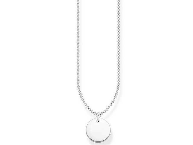 Kette aus Silber von Thomas Sabo mit einem runden Anhänger, Länge 40 bis 45 cm, zeitloses Design, ideal für persönliche Gravuren oder als elegantes Accessoire.