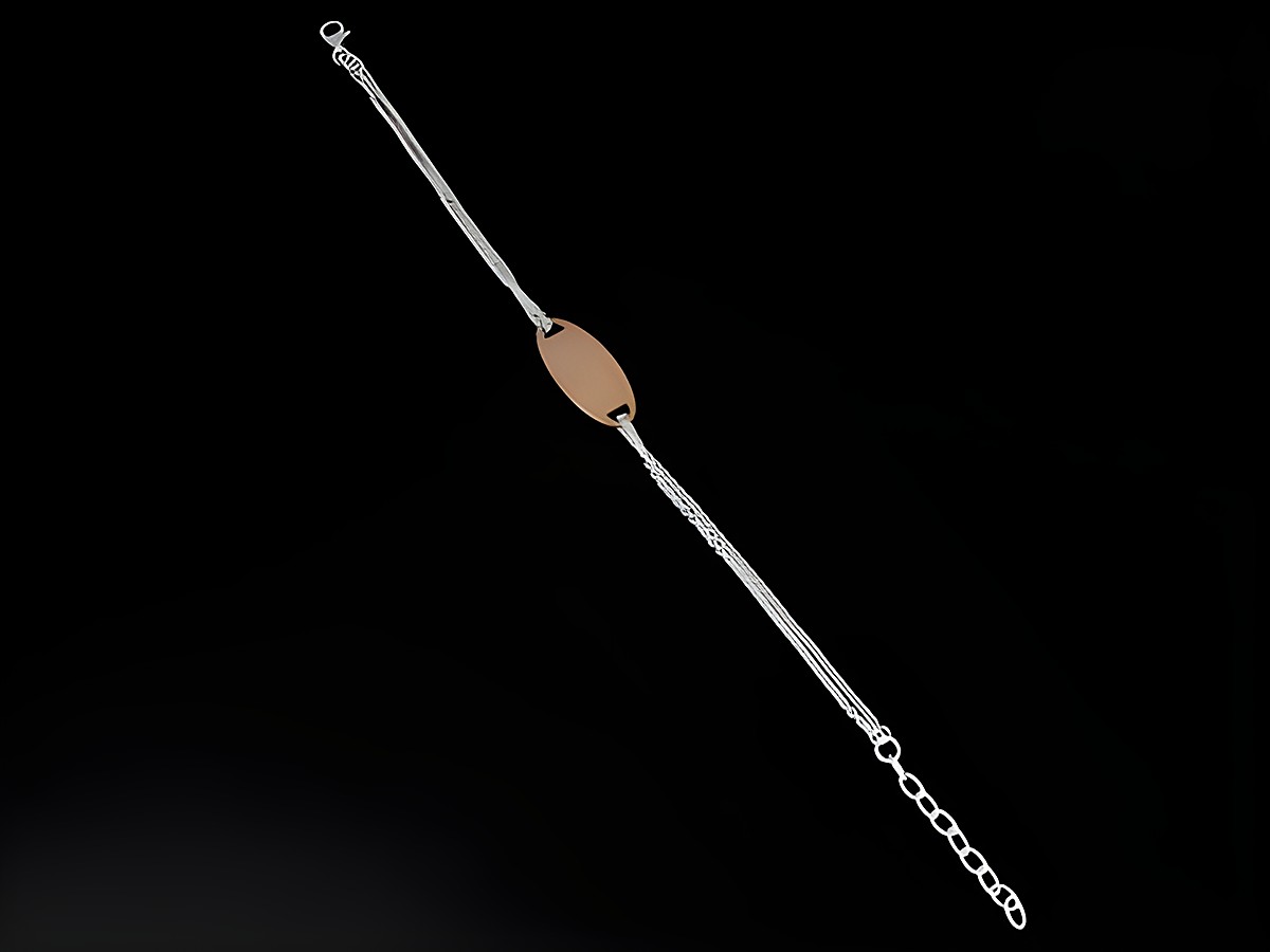 Rundes Silberarmband mit zweifachem Ankerdesign, längenverstellbar von 17 bis 20 cm, ausgestattet mit einem Karabiner, hergestellt von Juwelier Harnisch, ideal für Gravuren. – Ansicht 2
