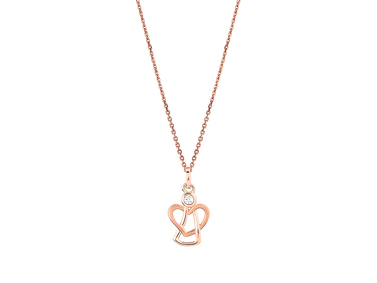 Elegante Xenox Sterling Silber Kette XS3472RK mit Schutzengel-Anhänger in Roségold, 36 bis 38 cm, verziert mit einem funkelnden Stein, ideal für jeden Anlass.