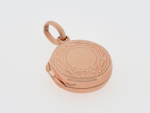 Silber Medaillon rund, silber rosé vergoldet mit filigranem Rand, Hersteller Juwelier Harnisch, elegantes Design, ideal für persönliche Erinnerungen oder als besonderes Geschenk.
