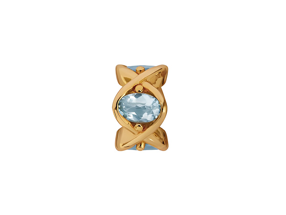 Blautopas Himmel Ring mit goldener Fassung und silbernem Element von Endless, einzigartiges Design perfekt für jeden Anlass, glamouröser Blickfang.