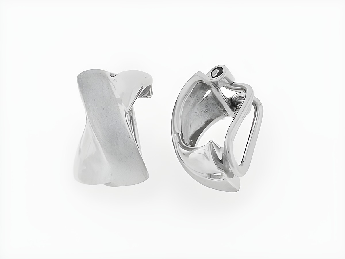 Silber Ohrclip rhodiniert klassisch 1,4 cm von Juwelier Harnisch Ohrclips, elegant designed mit glatter Oberfläche und zeitloser Form, ideal für jeden Anlass.