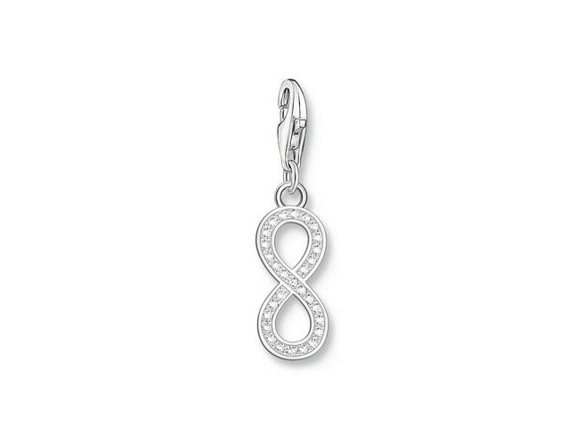 56972710-0 Charm-Anhänger von Thomas Sabo in Silber mit Zirkonia in Form des Unendlichkeitssymbols, elegant und zeitlos, ideal für eine vielfältige Schmuckkollektion.