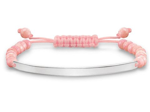 Silbernes Makramee-Armband von Thomas Sabo mit behandelter Bambuskoralle in pink, verstellbar von 16 bis 21 cm, designet als Love Bridge.